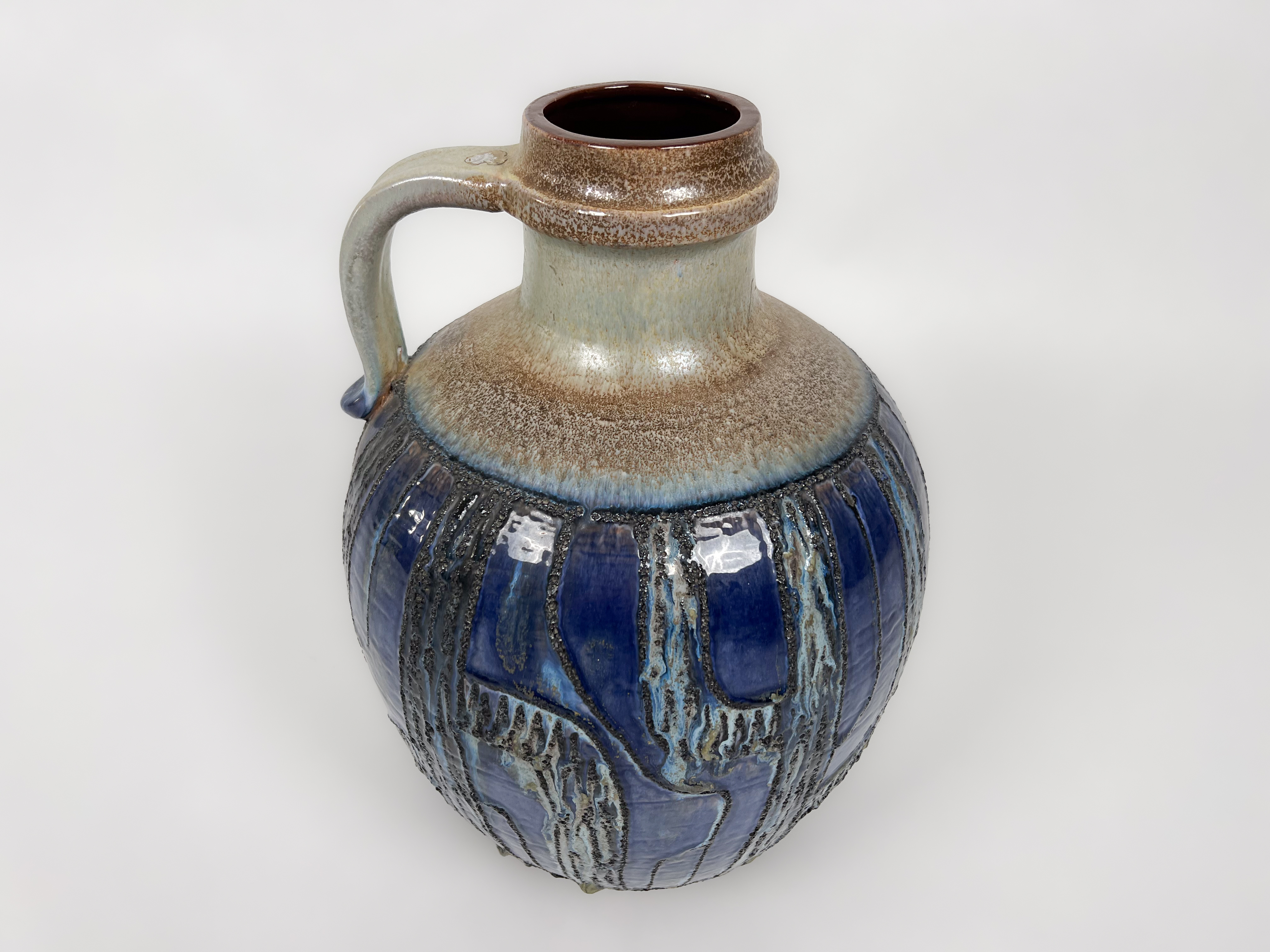 Blaue Keramik Bodenvase MidCentury