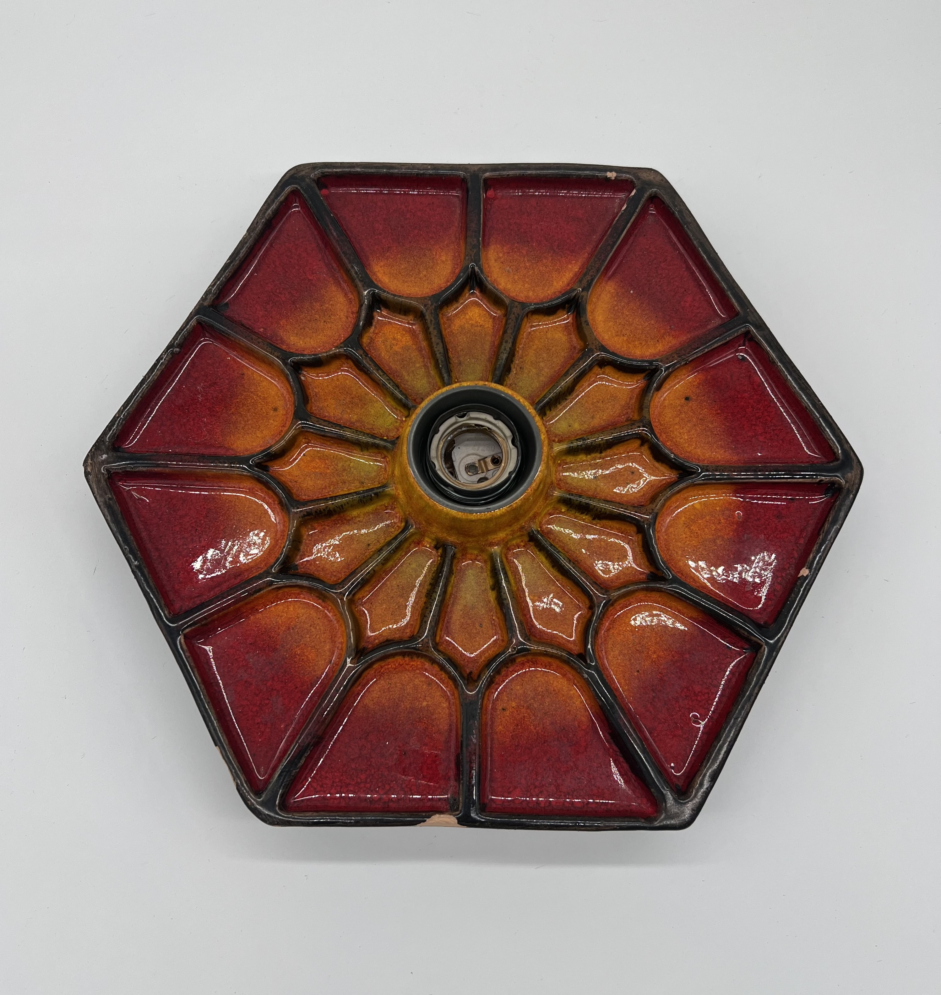 1970er Keramik Wandleuchte