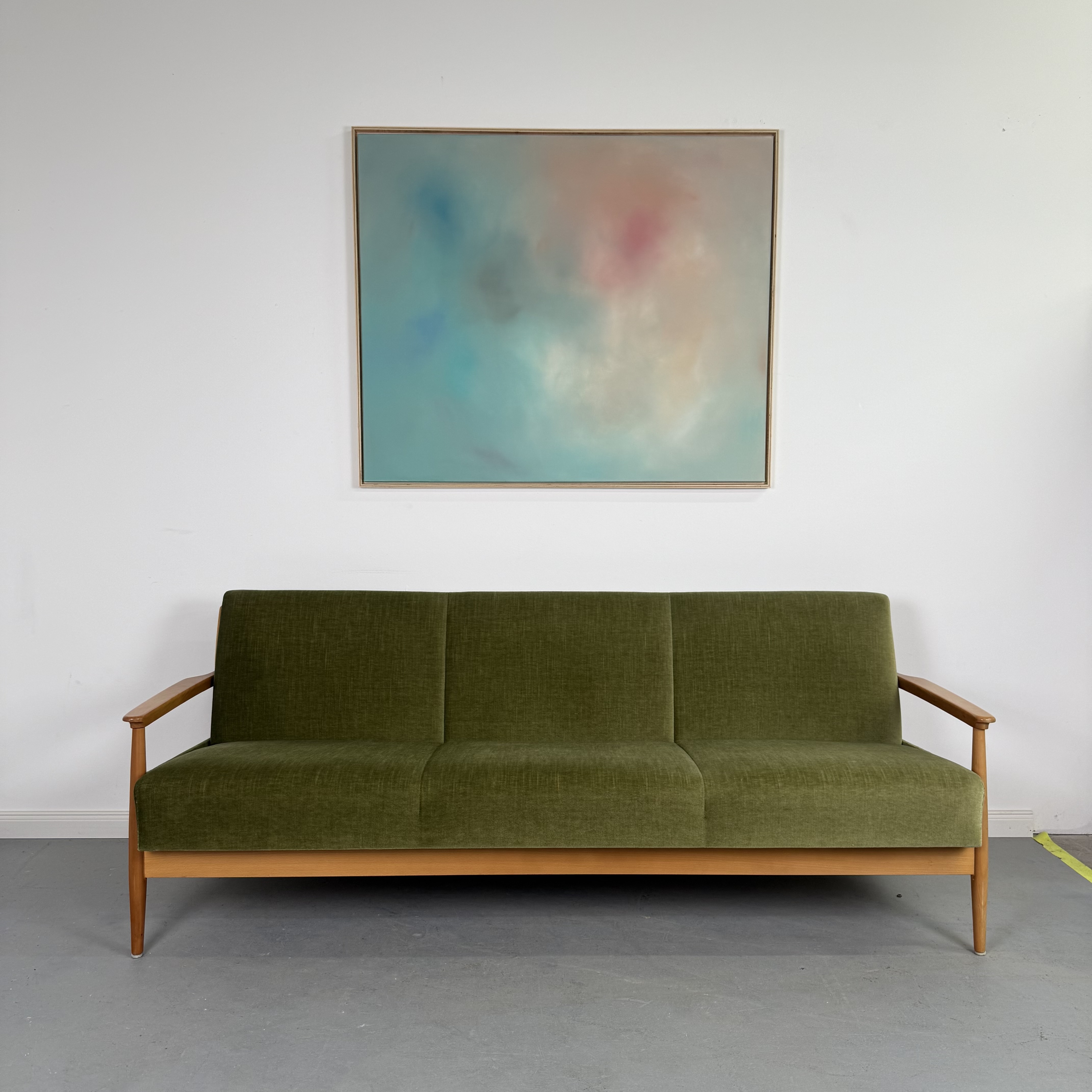 Wunderschöne grüne 60er Jahre Couch mit Aufklappfunktion Wunderschöne grüne 60er Jahre Couch mit Aufklappfunktion