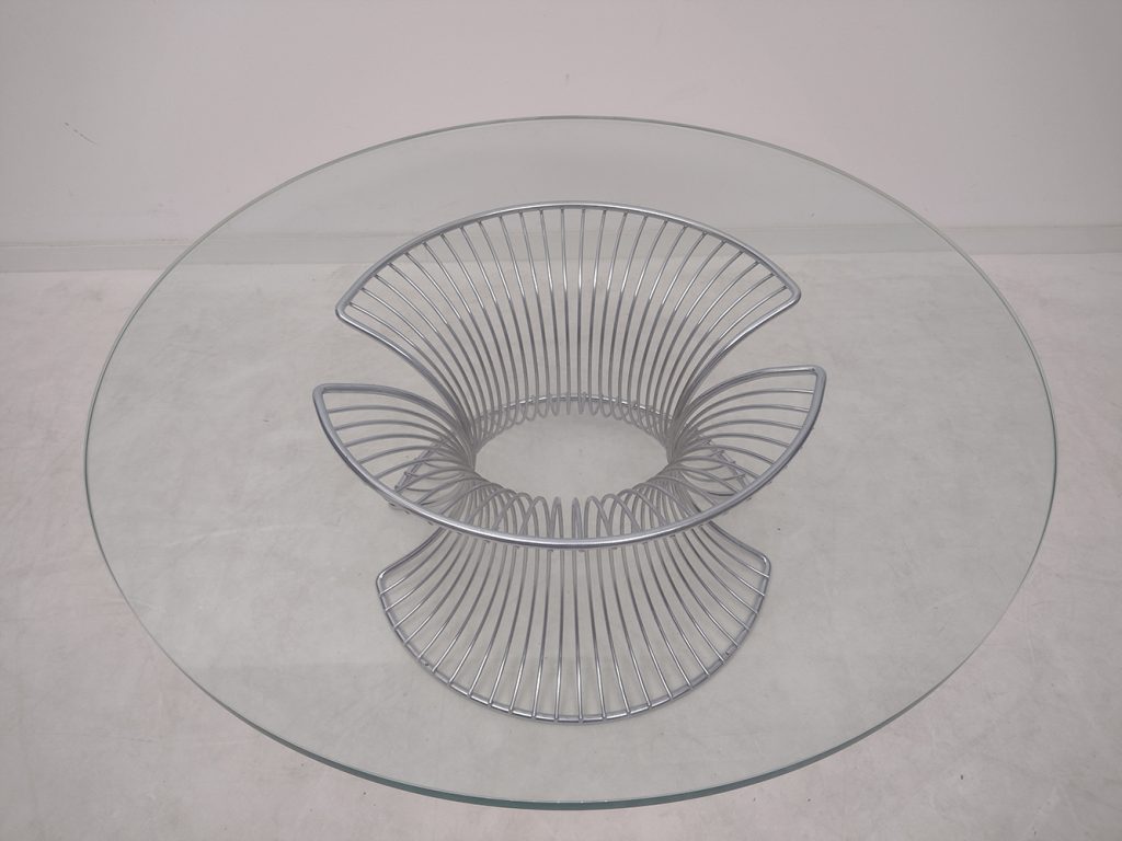 70er Jahre Couchtisch mit elegantem Chromgestell