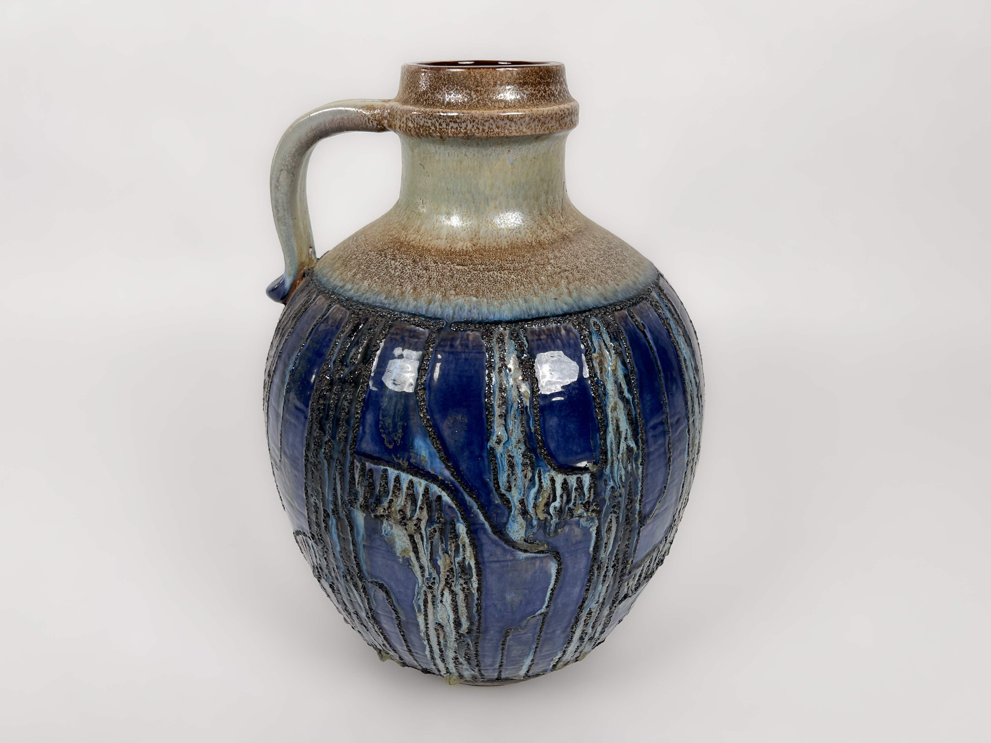 Blaue Keramik Bodenvase MidCentury