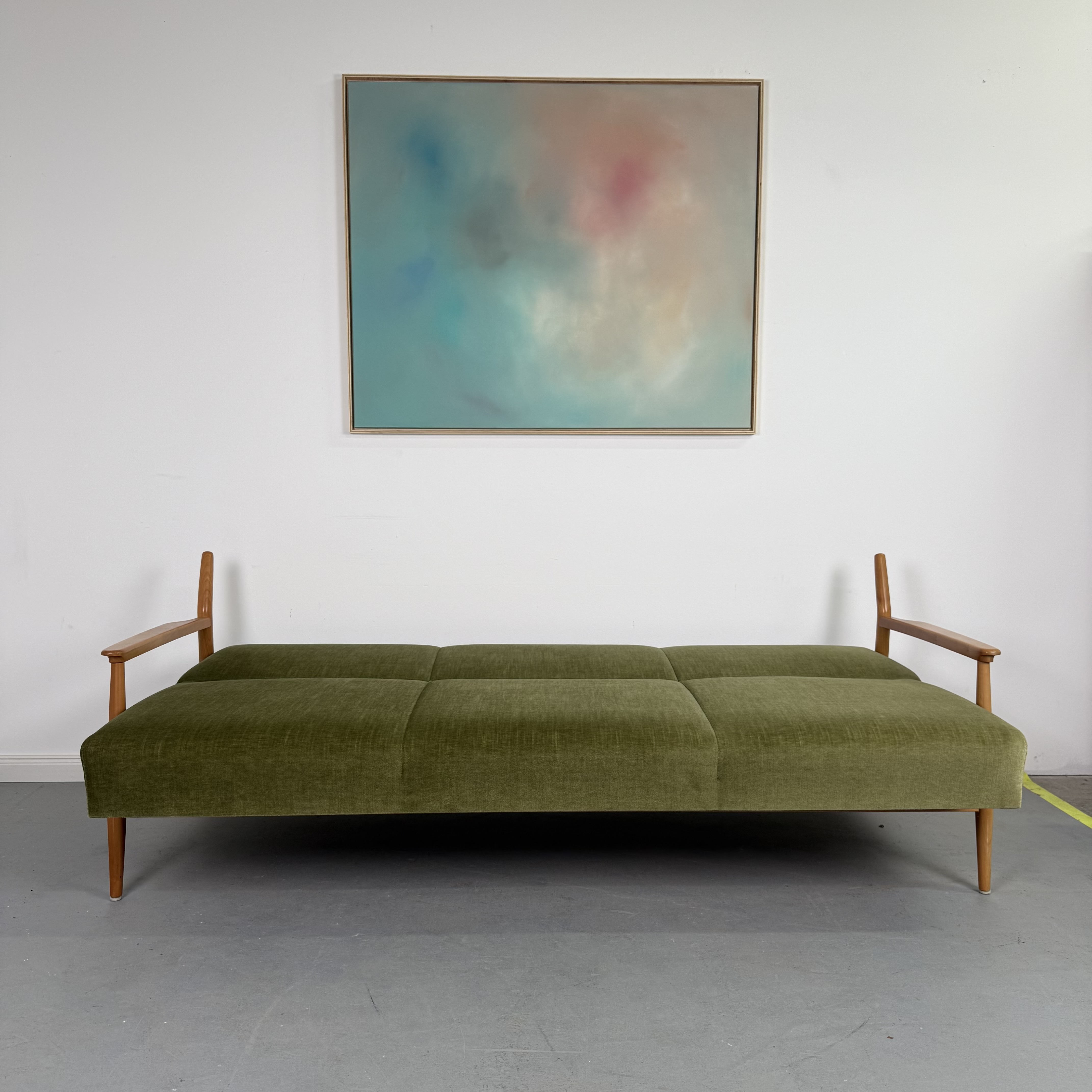 Wunderschöne grüne 60er Jahre Couch mit Aufklappfunktion Wunderschöne grüne 60er Jahre Couch mit Aufklappfunktion